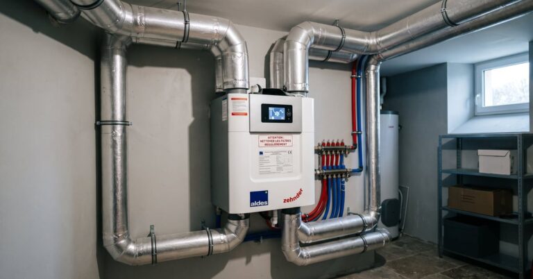 Système de ventilation mécanique contrôlée installé dans une maison moderne