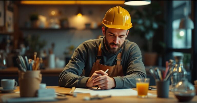 Prêt pour travaux de rénovation : documents et plans sur une table pour financer des travaux